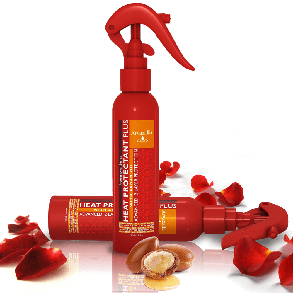 Heat Protectant Plus with Argan Oil - Professional Grade Thermal Protector , Leave-In Conditioner , Anti-Frizz, and Shine Spray by Arvazallia